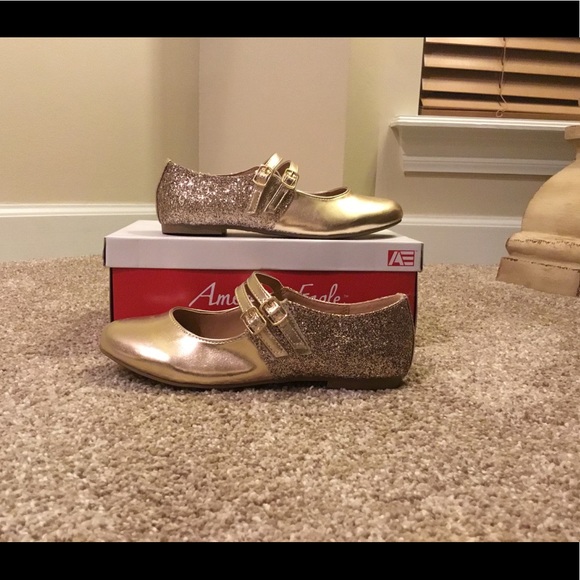 American Eagle Outfitters Other - 🐸 NIB Girl’s Mega Gold Alyssa Flats 3.5